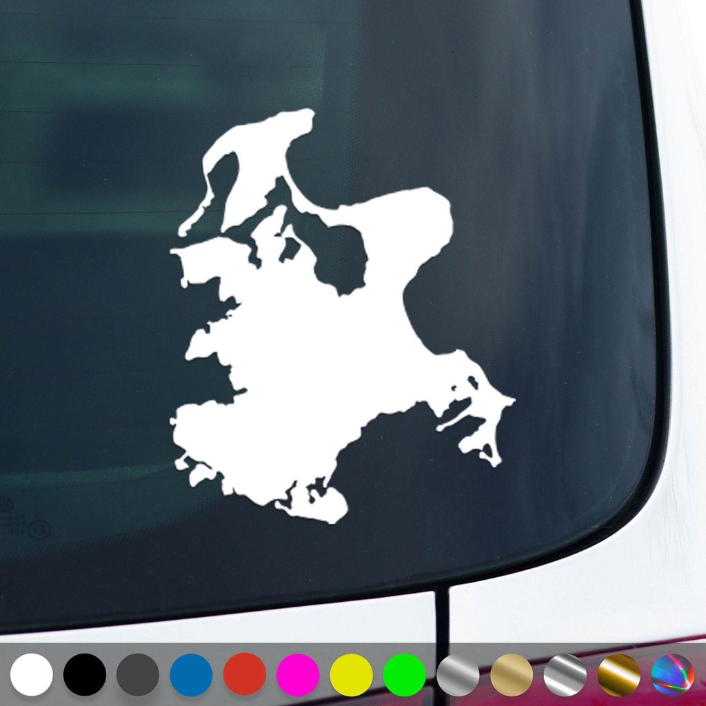 PantherPixel Insel Rügen Aufkleber Umriss Kontur Ostsee Sticker Auto Geschenkidee Farbe Weiss