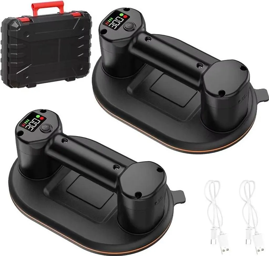 Ventouse électrique 300kg avec écran LCD et batterie USB-C - Lot de 2