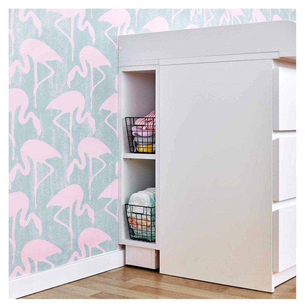 Wickeltisch-Stauraumregal in Weiß für MALM Kommode