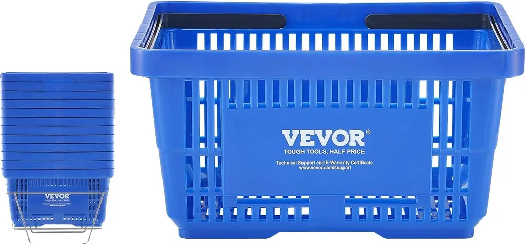 Chariot de magasin 24L avec poignée ergonomique, bleu durable - 12 pièces