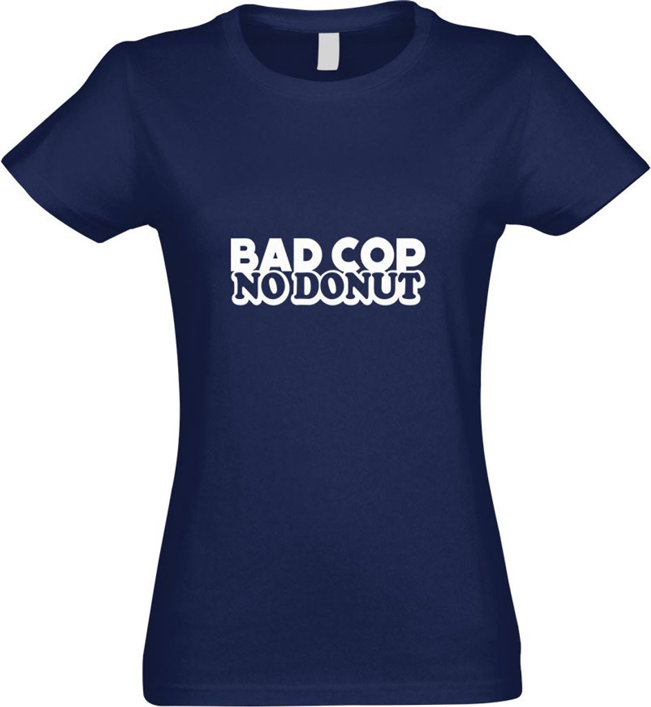 Kiwistar - T-Shirt tailliert - Damen - Navy - Bad Cop - No Donut - mit Motiv Bedruckt - Funshirt Design - Sport - Freizeit - Damen - XXL