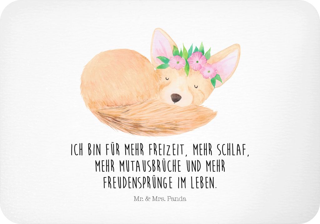 Mr. & Mrs. Panda magnet Wüstenfuchs Blumen - Weiß - Geschenk, Kühlschrankmagnet, whiteboardmagnet, haftmagnet, Wildtiere, Pinnwandmagnet, zettel...
