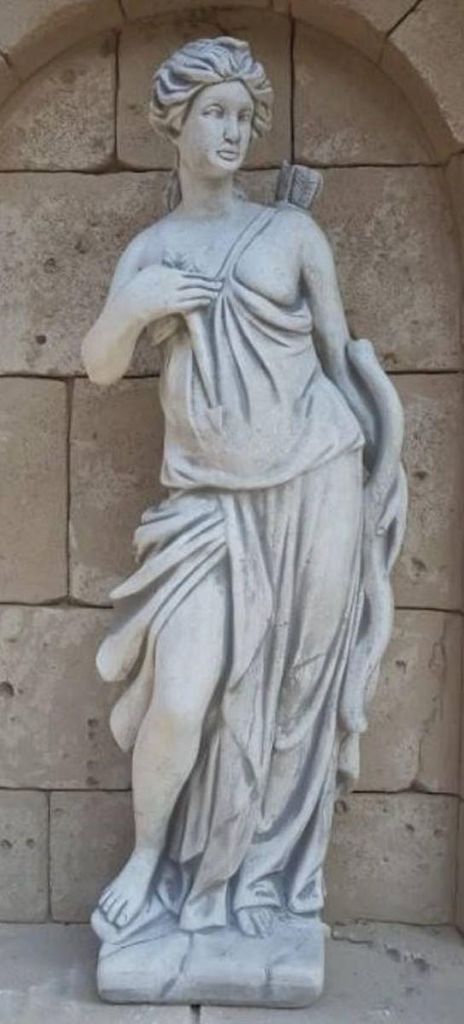 Casa Padrino Jugendstil Garten Deko Skulptur Frau mit Köcher Grau H. 141 cm - Elegante Garten Deko Stein Figur - Barock & Jugendstil Garten Deko A...