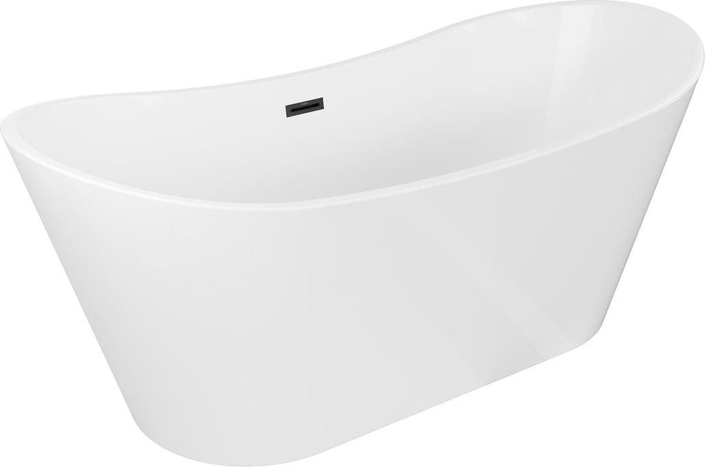 Mexen Montana freistehende Badewanne 180 x 90 cm, weiß, schwarzer Überlauf - 52011809000-70