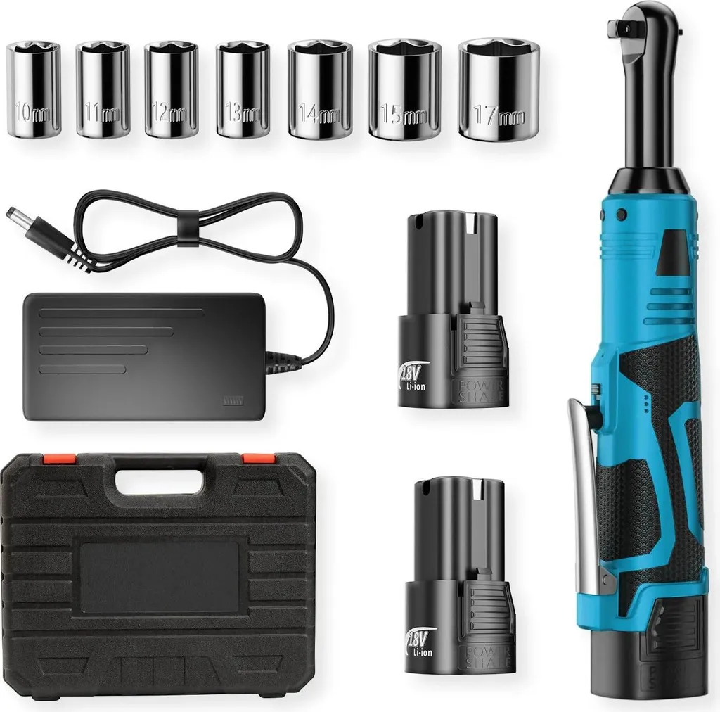 Chiave a Cricchetto Elettrica 12V Professionale - 2 Batterie 40Nm Blu