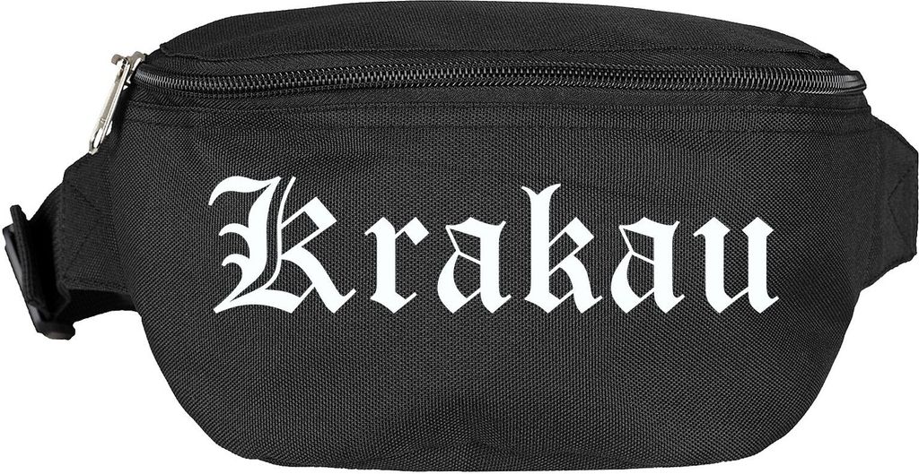 Krakau Bauchtasche - Altdeutsch bedruckt - Gürteltasche Hipbag Schwarz