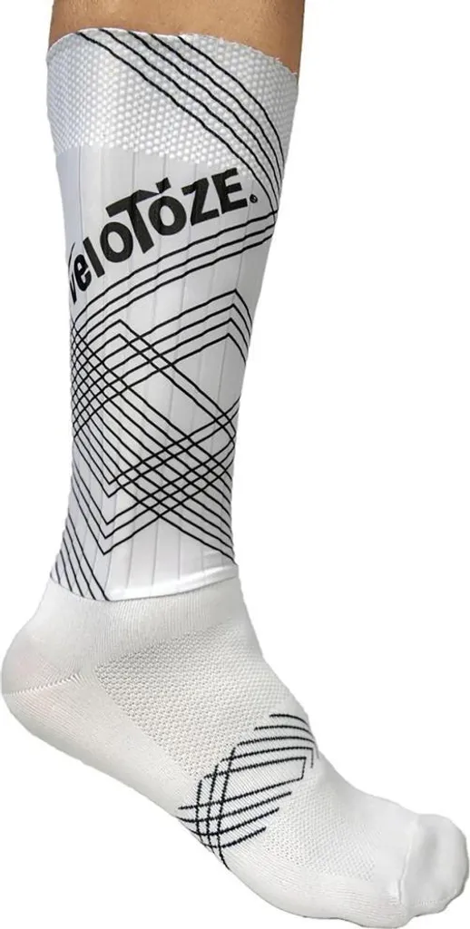 Chaussettes de course VeloToze Aero XT blanches pour contre-la-montre