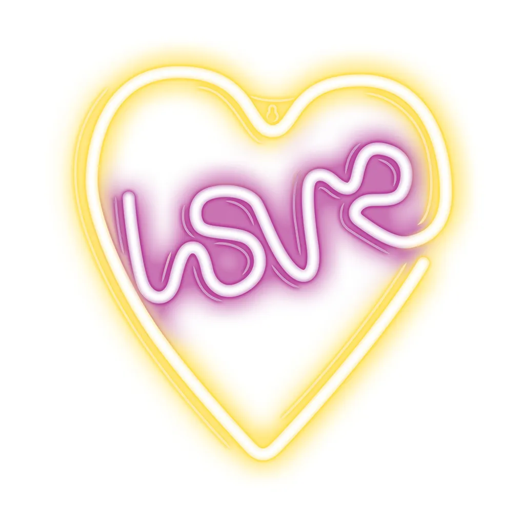 Lampada Neon Cuore LED Forever | Arredo Minimal Viola e Bianco