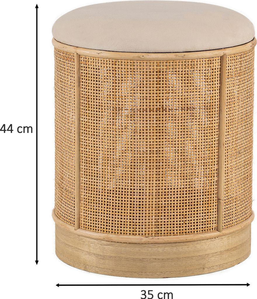 Samthocker aus Rattan Beige Produktbild 5