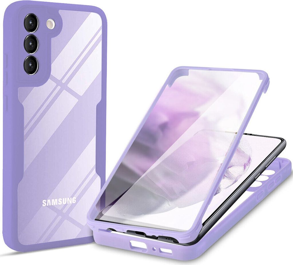 Samsung Galaxy S22 5G Schutzhülle, Eingebautem Displayschutz 360 Grad Komplettschutz Handyhülle für Samsung S22 5G Lila