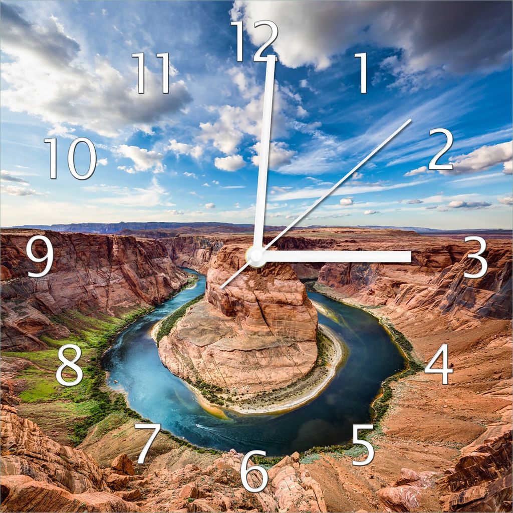 Wallario Design Wanduhr Grand Canyon aus Echtglas, Größe 30 Produktbild 