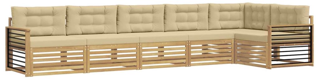 vidaXL Outdoor-Sofagarnitur mit Kissen 6 pcs Weiß und Beige Polyester