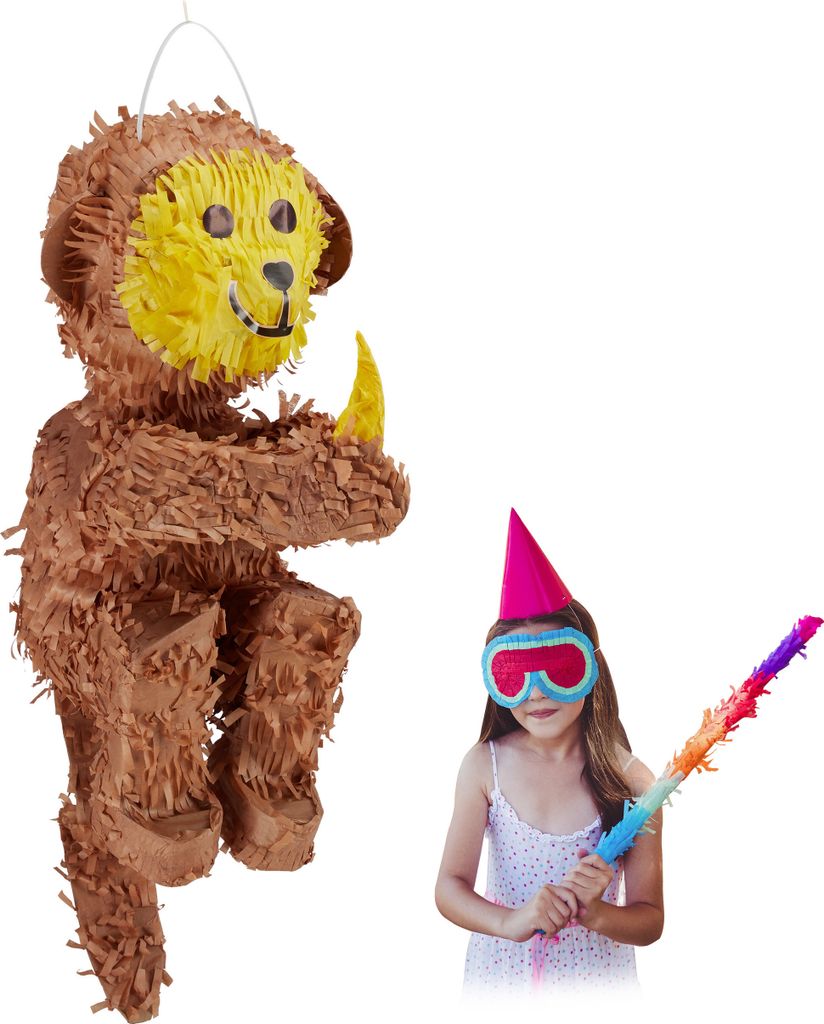4 x Pinata Affe - Geburtstag - Affen Pinata - Kinder - Ungefüllt - Dekoration