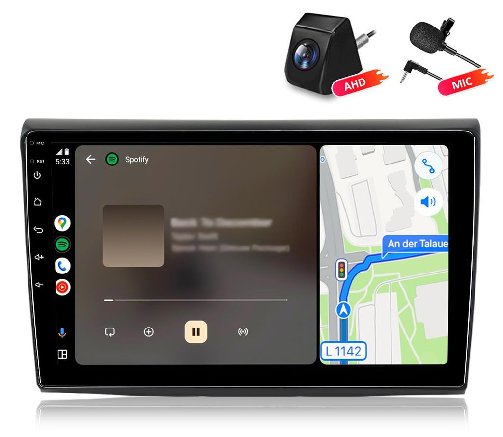 Autoradio 4+64 Go avec caméra et microphone, compatible Image du produit 