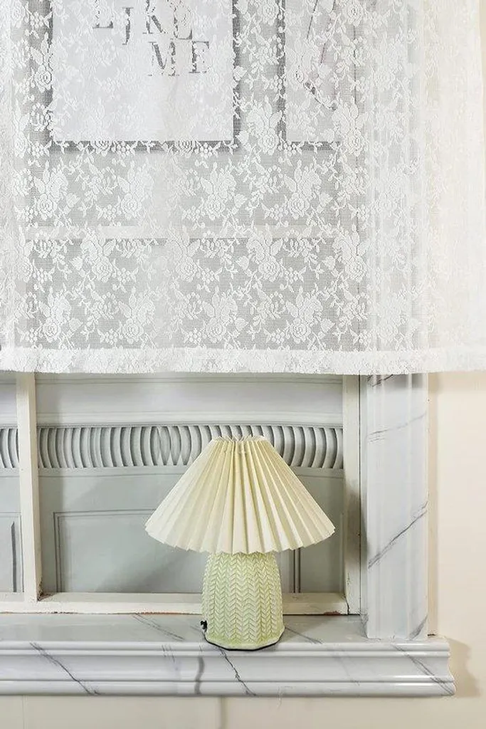 Store blanc motif floral velours jacquard 60x100 cm haute finition