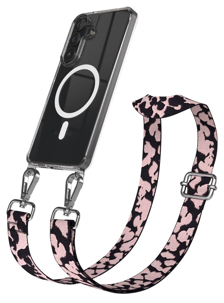 EAZY CASE - Handykette mit MagSafe Hülle für Samsung Galaxy S26 Plus, Handyband Camouflage Style, Karabiner Silber, Umhängeband in Hellrosa