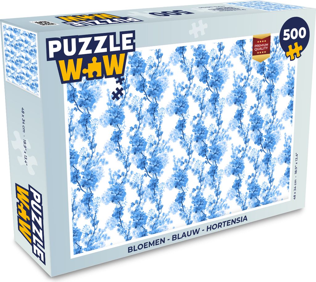 MuchoWow Puzzle 500 Teile Blumen - Blau - Hortensie - 500 Teile - Kinder - Selberbauen - Puzzlespiele