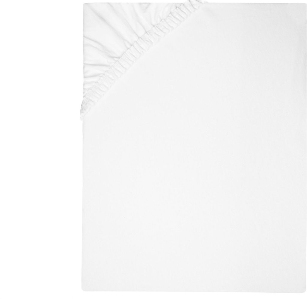 Spannbettlaken Fein-Jersey, 100x200 cm, 100% Baumwolle, weiß, Matratzenhöhe ca. 21-25 cm