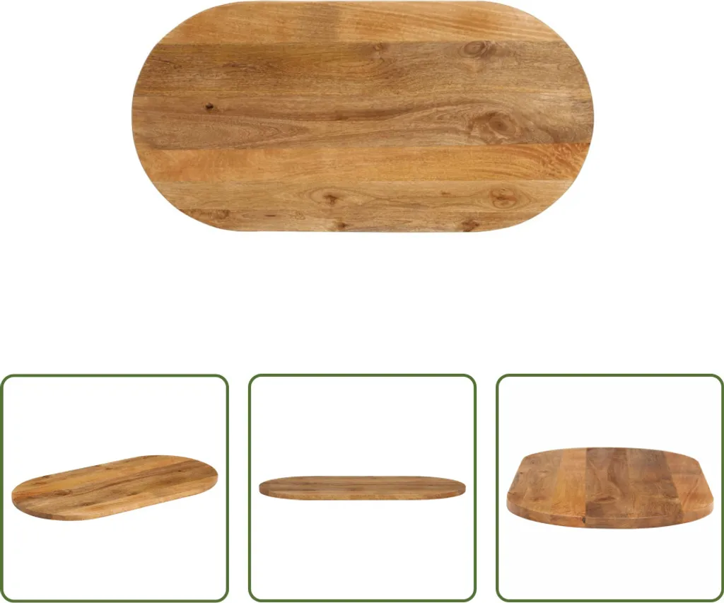 Offerta Piano Tavolo Mango Massiccio 100x50x3,8 cm Ovale Ricambio