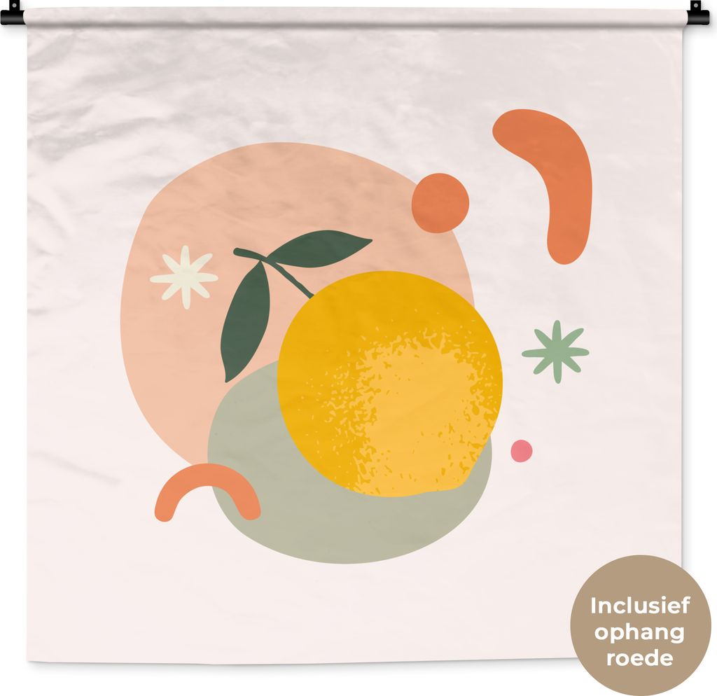 MuchoWow Wandteppich Wandbehang Zitrone - Obst - Sommer 90x90 cm Tapisserie Dekoration Wandtuch - Wandaufhänger