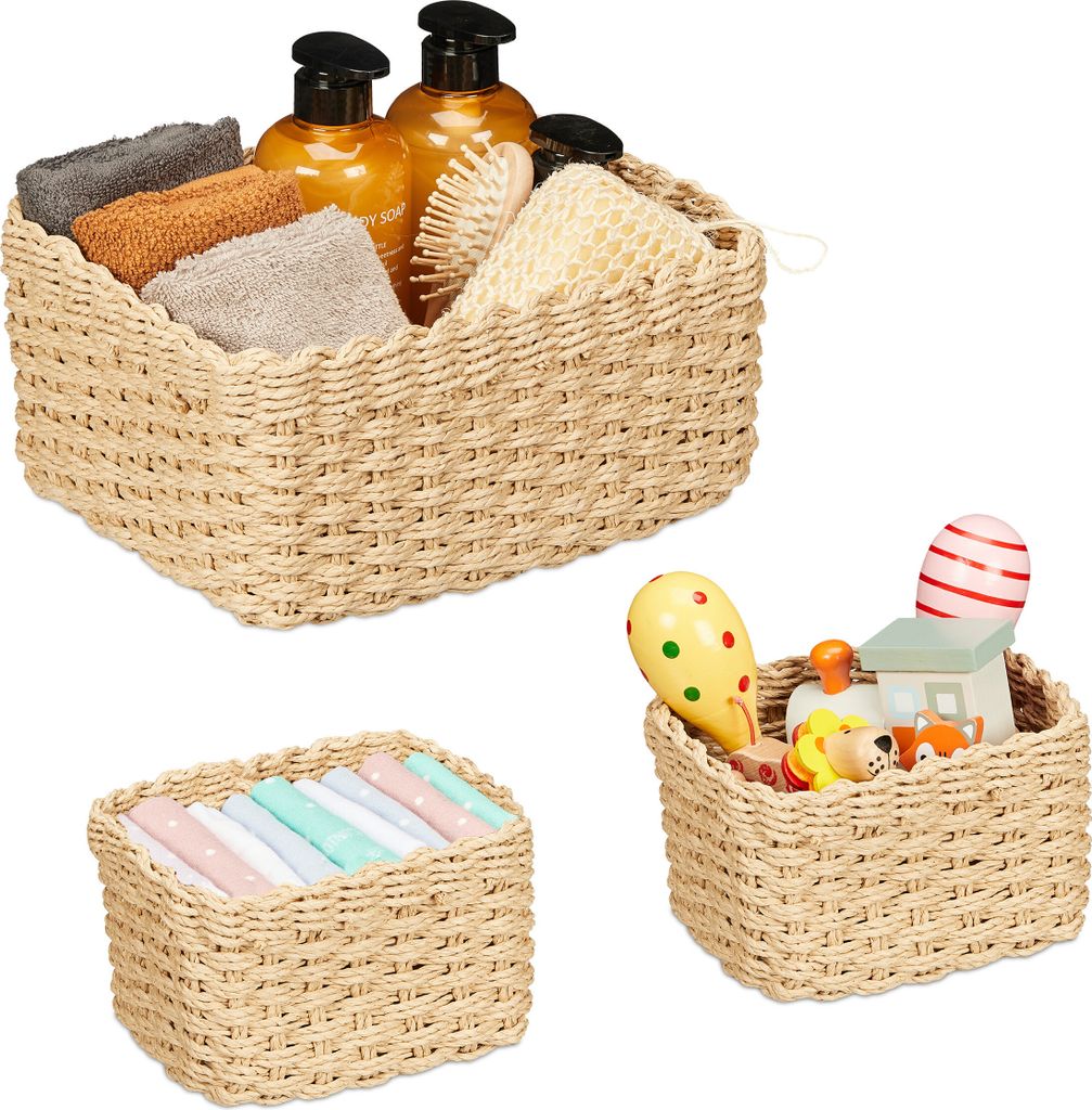 Cestini portaoggetti intrecciati Relaxdays, set da 3, 2 Immagine del prodotto 