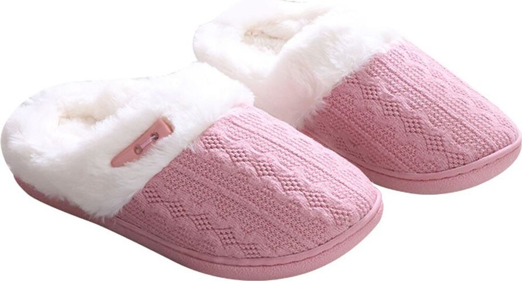 ASKSA Damen Herren Winter Hausschuhe Warm Plüsch Slipper Memory Foam Pantoffeln, Rosa, Größe: 38-39