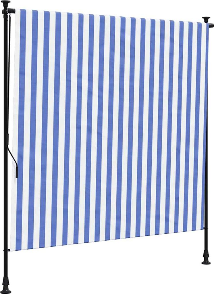 vidaXL Außenrollo Blau und Weiß 200x270 cm Stoff und Stahl Produktbild 