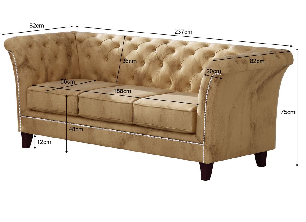 S-STYLE MÖBEL - Zephyr - Chesterfield Polstergarnitur 3+2+1 Produktbild 