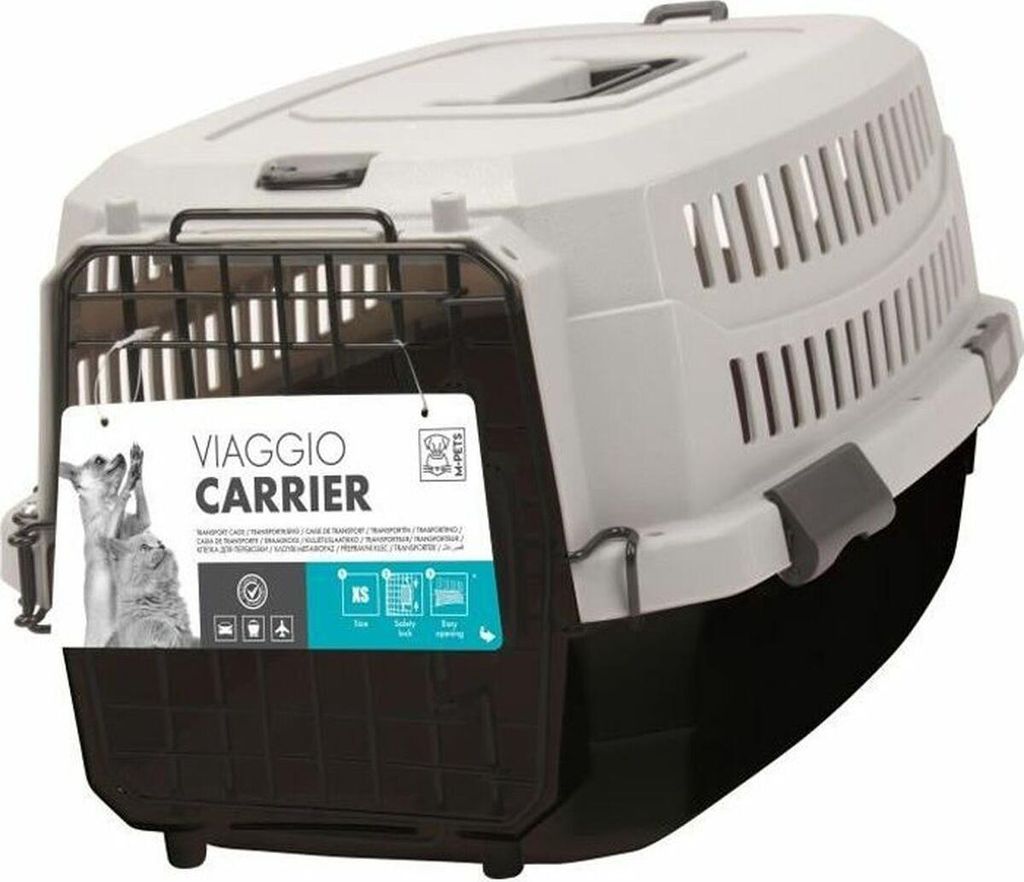 M-PETS Tragetasche Viaggio Carrier M - 68x47,6x45cm - Schwarz und Grau - Für Hund