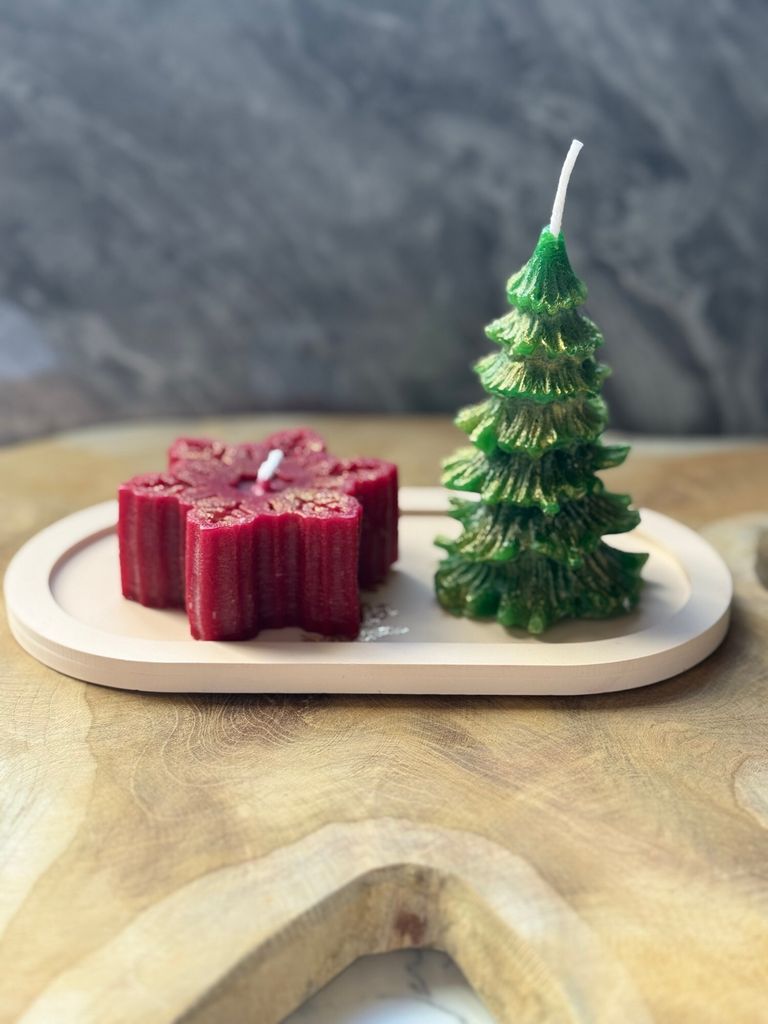 Evila Originals, Christmas Candle Set8, Kerzenset (3-teilig), Rot, 100 % BETON, 5 x 5 x 10 cm