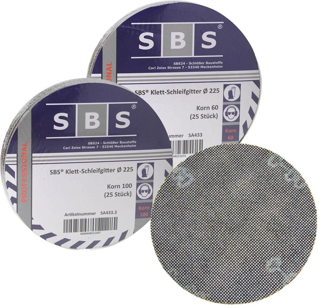 50 Blatt Klett Gitterleinen Schleifgitter 225mm Korn 60, 100