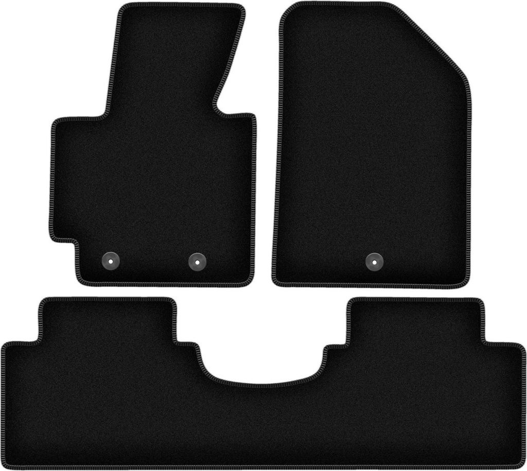 Wielganizator Velours-Autoteppiche – passend für Kia Soul II (Minivan, Bj. 2013-) – schwarz, passgenau, mit Befestigungen set 3 Stk.