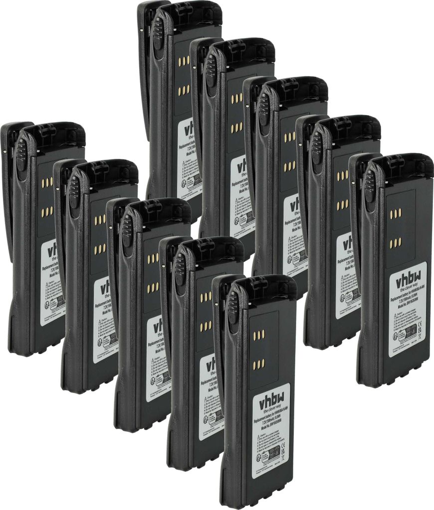 vhbw 10x Akku Ersatz für Motorola HMNN4151, HMNN4154, HNN4001, HMNN4158, HMNN4159 für Funkgerät, Walkie Talkie (1500 mAh, 7,2 V, NiMH) + Gürtel...