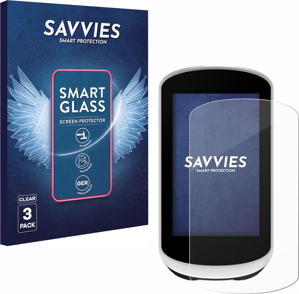 3x Savvies Schutzglas Folie für Garmin Edge Explore 2 9H Panzer Schutzfolie Glas Displayschutz klar transparent