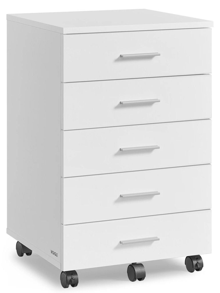 Rollcontainer - Aktenschrank & Schubladenschrank - 5 Schubladen - Mit Rollen - Druckerständer - Clouds White