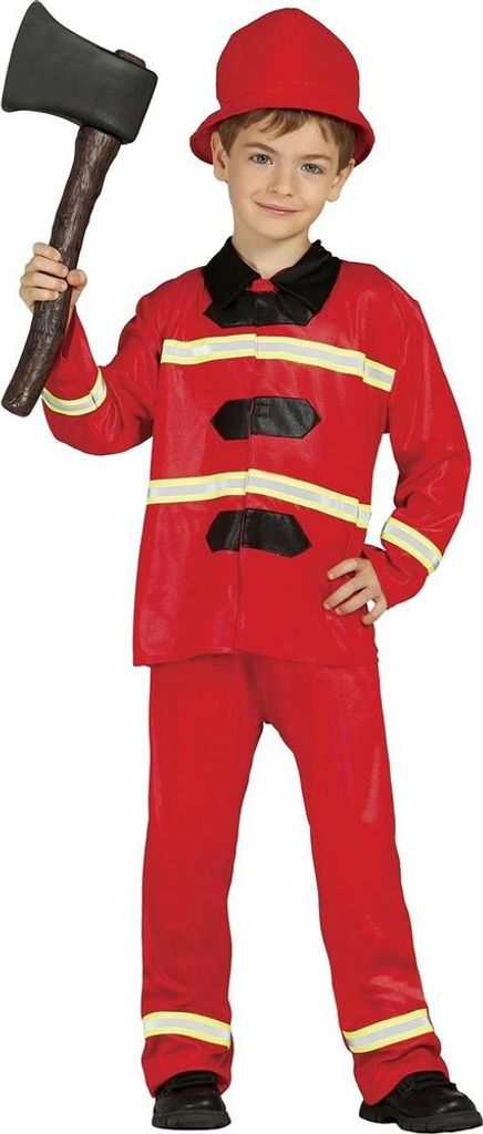 Fiestas Guirca - Feuerwehrmann-Kostüm für Jungen Set FG604 (146-152) (Rot)