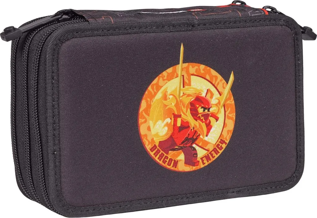 Grande trousse scolaire Ninjago à 3 couches motif Dragon Energy bleu