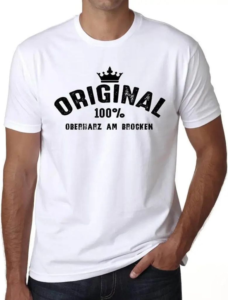 Herren Grafik T-Shirt Original 100% Oberharz Am Brocken Öko-Verantwortlich Vintage Jahrgang Kurzarm Lustige Druck Geburtstag Geschenk Mann