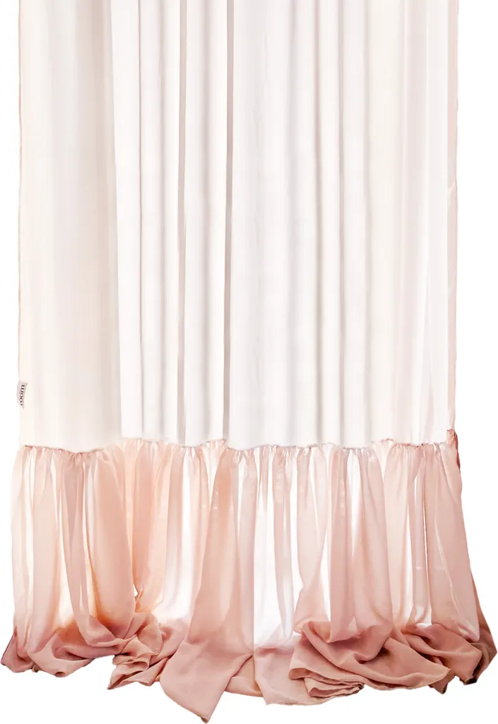 Rideau de fenêtre 250x140 cm en mousseline beige avec volants chic