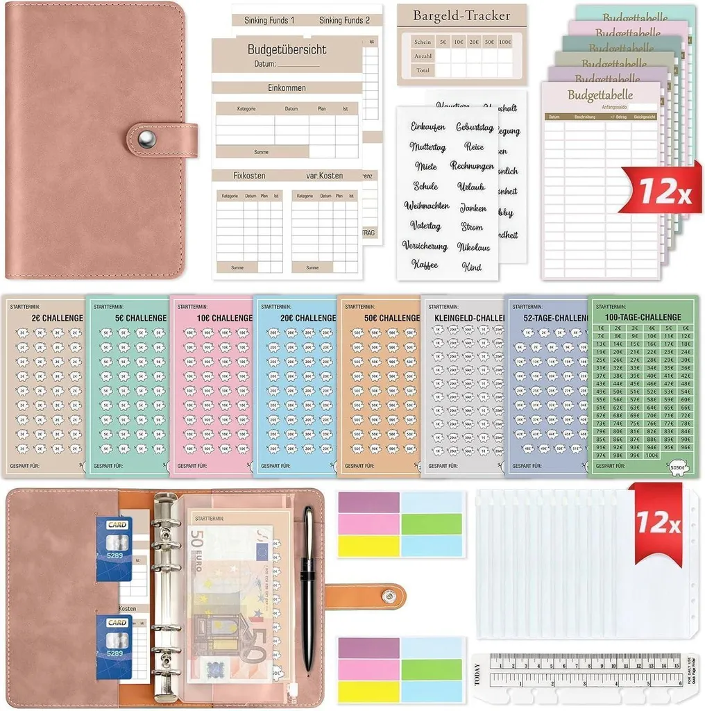 Classeur Épargne A6 avec Enveloppes - Set de Démarrage Budget Planner