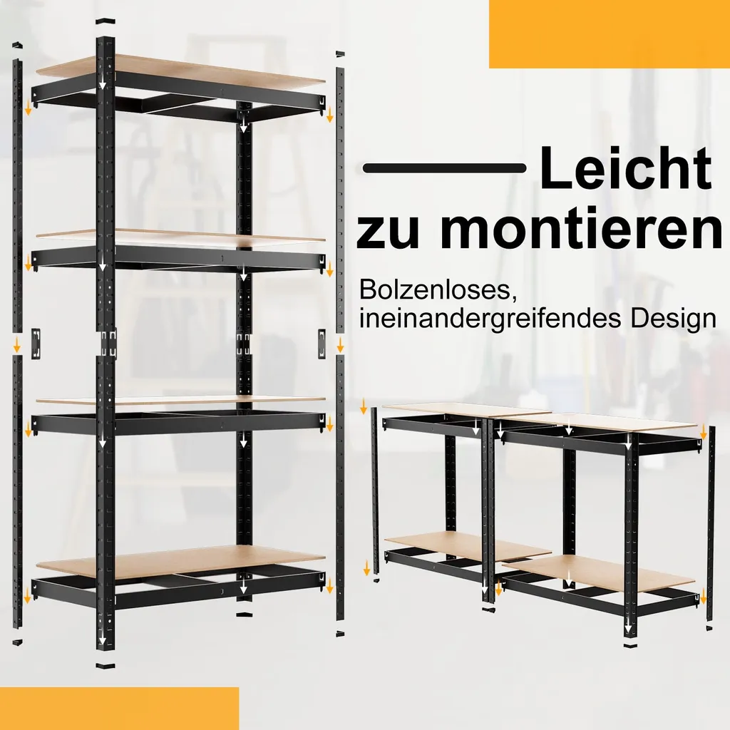 Étagère Atelier Modulable sans Vis Capacité 720kg Acier Renforcé - 6