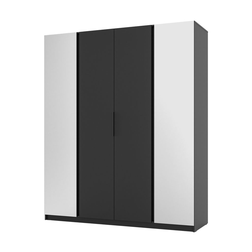Großer Kleiderschrank 200 VERU - schwarz / schwarz