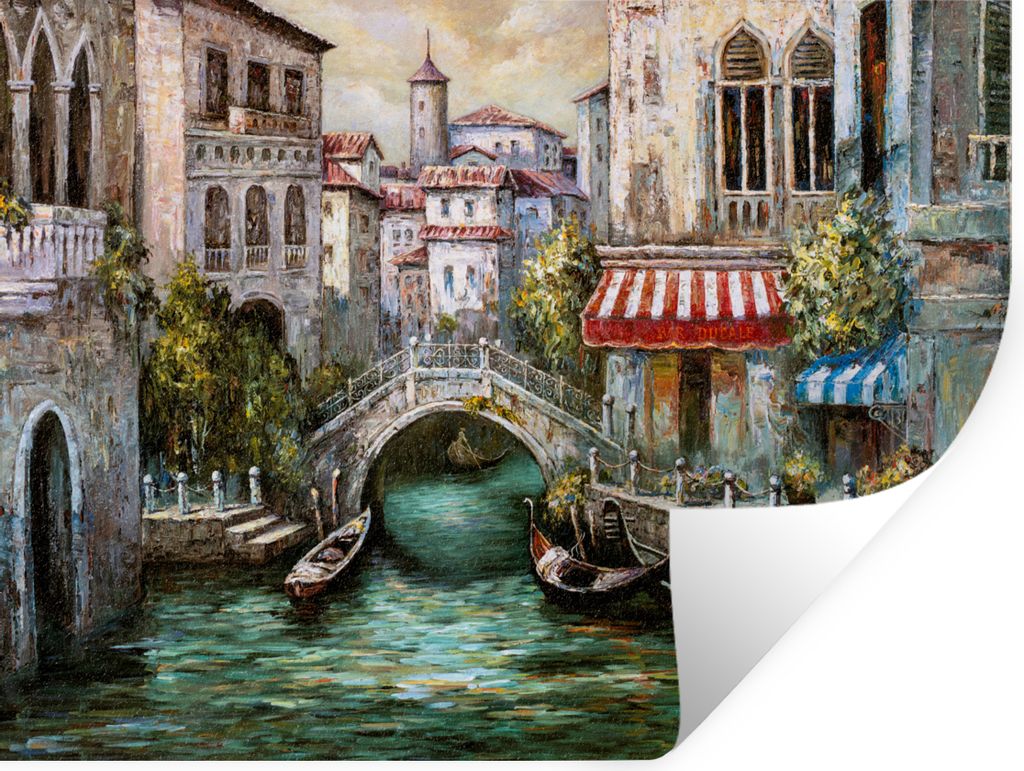 MuchoWow Wandtattoo Wandsticker Wandaufkleber Gemälde - Öl - Wasser - Graben - Italien 120x90 cm Selbstklebend und Repositionierbar - Aufkleber