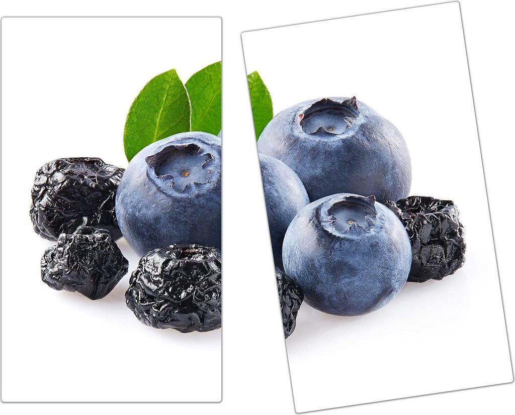 Spritzschutz Herdabdeckplatte Schneidebrett aus Glas Heidelbeeren getrocknet 2-Teilig (60x52cm)