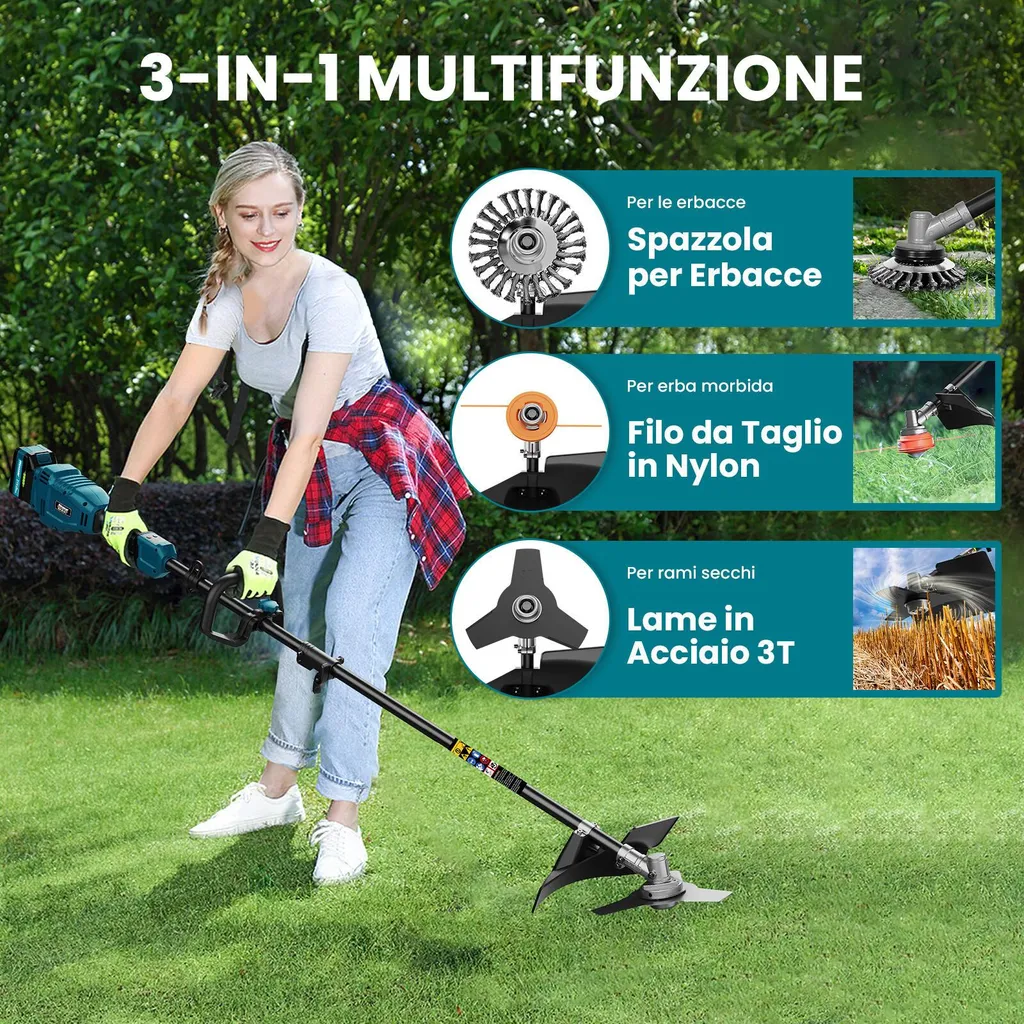 Decespugliatore Batteria 700W Brushless: 2 Batterie e 3 Lame Incluse - 5
