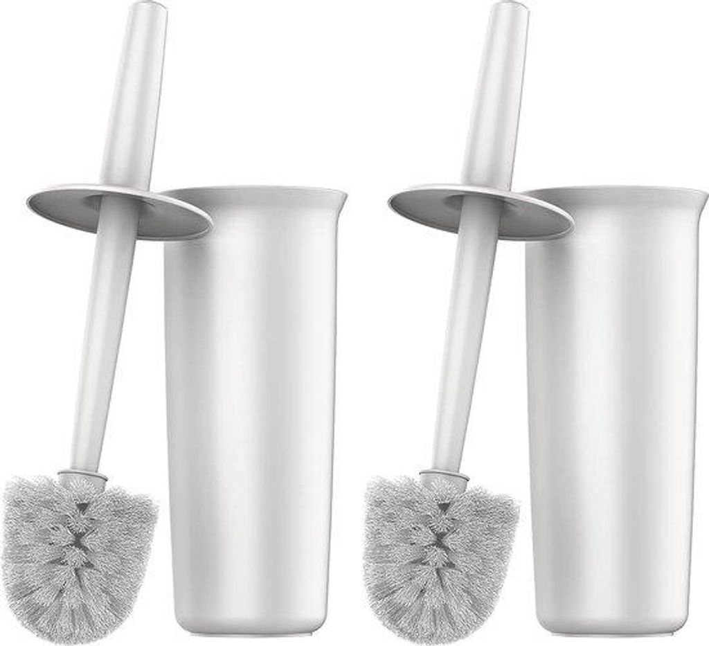 Toilettwerg mit Halter, WC-Bürste für Badezimmer, Reinigung, WC-Bürsten-Set, weiß, Verpackung von 2