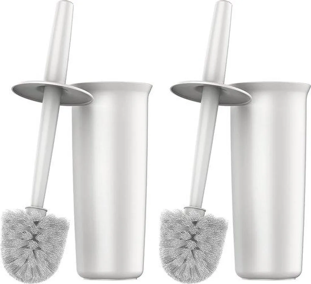 Lot de 2 brosses de toilettes avec support blanc pour salle de bains chic