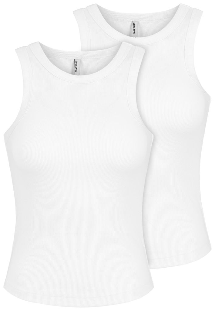 Sublevel 2er Pack Tanktops Rundhalsausschnitt Ärmelloses Design Größe: XS