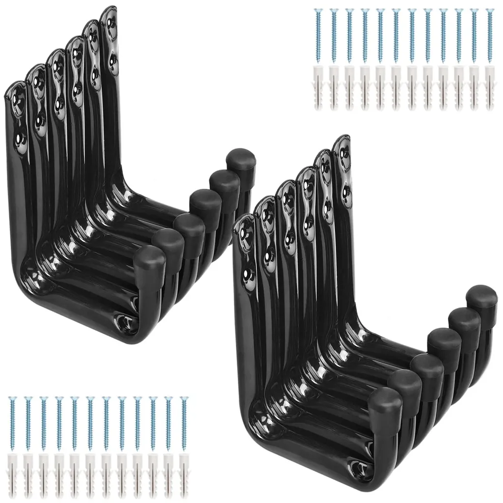 Lot de 12 Crochets de Garage Muraux Noirs 11,5 x 8,9 cm pour Tuyaux