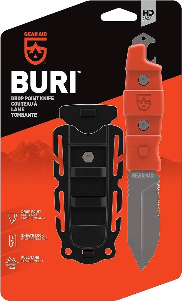 Couteau Gear Aid Buri Drop-point Argent : L'Outil Anti-Corrosion Fiable